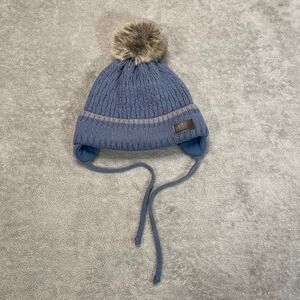 TUTU Toddler Winter Hat Blue Pompom Ear Flaps Tie Strings